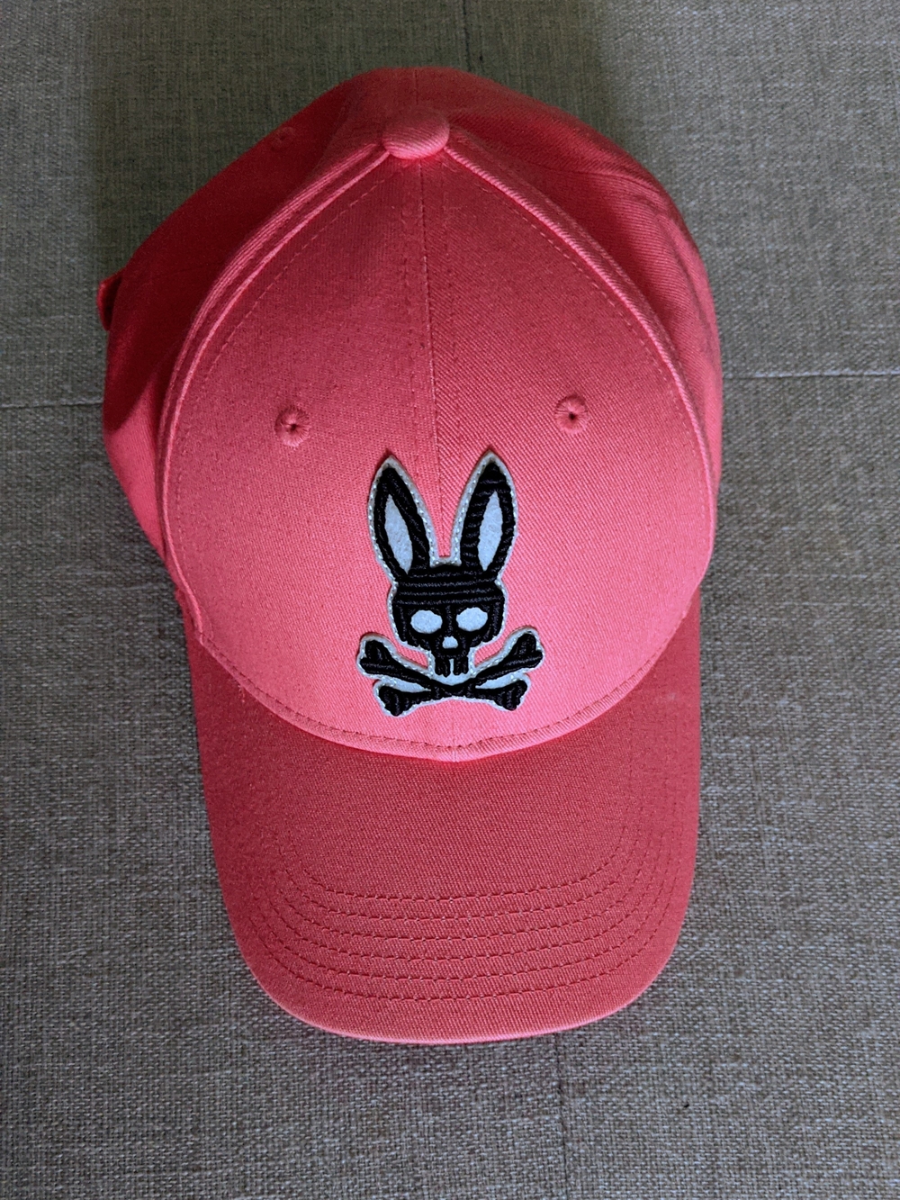 Pink Baseball Cap with Bunny Skull Patch Unisex